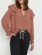 Sussan -Womens Pintuck Top/Blouse - Size 16 RRP $69.95 In Spiced Coral - Office