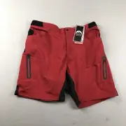 Zoic Shorts Mens XXL Red Mountain Biking Elastic Waist Belted Ester Short NWT