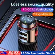 Bluetooth 5.4 Car Wireless FM Transmitter Adapter USB PD Charger AUX Hands-Free