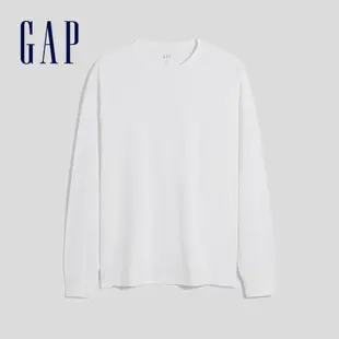 Gap 男裝 Logo純棉圓領長袖上衣-白色(841263)