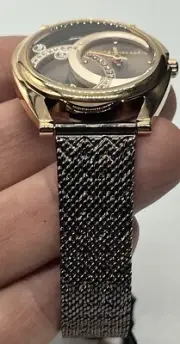 BCBG Maxazria Crystal Accent Brown Mesh Strap Watch BAWLG2138304 34MM