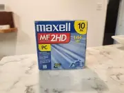 Maxell MF 2HD Floppy Disks 3.5" 10 Pack Assorted Colours - Sealed New Old Stock