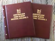 VST AUSTRALIAN 2 Volumes DECIMAL COIN ALBUMS RED Colour 1966 to 2023 MINTAGES