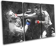 Bold Bloc Design - Nate Diaz Conor McGregor Grunge Sports 60x40cm TREBLE Canvas Art Print Box Framed Picture Wall Hanging - Hand Made In The UK - Framed And Ready To Hang 0021-0172(00B)-TR32-LO-A