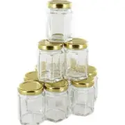 Glass Jar Bottle For Kitchen Pantry Spice Container With Lid Hexagon 6 Piece Set