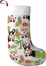 pvinnk Corgi Hawaiian Tropical Summer Pineapple Print Christmas Stocking Xmas Tree Decor Stocking Holiday Themed Candy Novelty Gifts