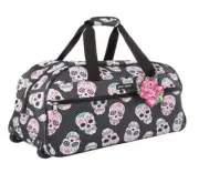 Betsey Johnson Carry-On 22in. Rolling Duffle Bag Skull Party Black NWT $160