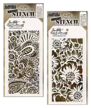 Tim Holtz Layering Stencils Floral Doodle Pattern Boho Design & Bouquet Pattern