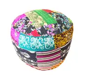 Handmade Patchwork Ottoman Pouff Pouf Handmade Bohemian Bean Bag Floor Cushion Yoga Meditation Pillow Cushion Lounge Kids Linen Connections