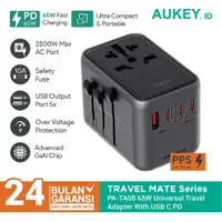 在飛比找蝦皮購物優惠-Aukey 充電器旅行適配器 65W GaN 通用旅行適配器