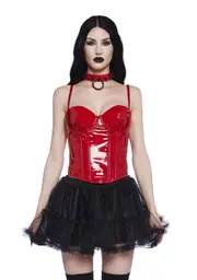 [Dolls Kill] Bold At Night PVC Corset - Red (Fairfax)