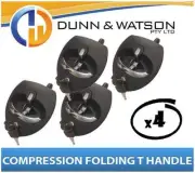 Black Compression Folding T Lock / Handle (Trailer Caravan, Toolbox) Drop T x4