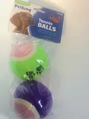 DOG/PUPPY TENNIS BALLS PLAY TOY FETCH 2 BALL SET ENTERTAIN PETS medium size li