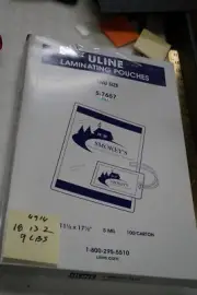 ULine S-7657 Menu Size (11 1/2" x 17 1/2") Laminating Pouches, Glossy, 5 Mil 100