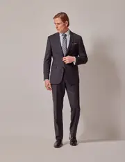 Hawes & Curtis Dark Charcoal Twill Wool Tailored Fit Suit Size: One Size