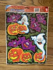 Vtg Halloween Window Decorations Joy-Clings Static Visible Both Sides Reusable