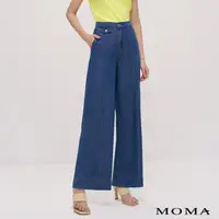 在飛比找momo購物網優惠-【MOMA】立體中線天絲牛仔寬褲(藍色)