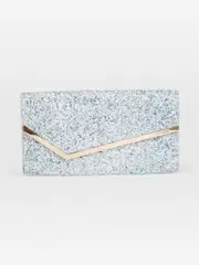 Silver & Blue Glitter Clutch