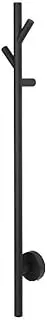 EZY FIT Heated Towel Rail - Single Vertical Round Tube - Tree Style - (H900mm) - Matte Black