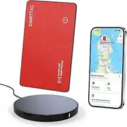 [SMART LB] SMARTLB Wallet Tracker Card Like Apple Airtag Airtags Air Tag for Apple Find My(iOS Only)，Thin Wallet Finder with Wireless Charger,Item Locator for Wallet, Luggage, and More (Red, Card)