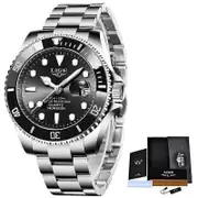 LIGE Top Brand Luxury Fashion Diver Watch Men 3ATM Waterproof Date Clock Sport Watches Mens Quartz Wristwatch Relogio Masculino Silver black
