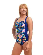 Funkita In Bloom Ruched Swimsuit - Blue/Multi