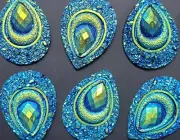 10 Pcs - Peacock Flatback Craft Cabochons - For Jewelry Making