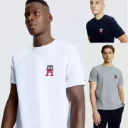 NWT 2023 Tommy Hilfiger Mens Monogram Embroidered TH Logo Short Sleeve Tee