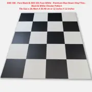 VINYL TILES-PURE BLACK (GKO100) & WHITE (GKO101)-RETRO CHECK PATTERN MIX- 60%OFF
