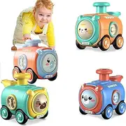 4PCS Press & Go Car for Toddlers 1-3,Baby Animal Racing Cars, Baby Push Go Friction Car Toys for 6-9-12-18 Months, Infant Play Vehicle Set (Model B)
