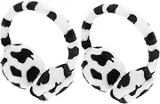 [WOFASHPURET] Winter Warm Earmuffs for Women 2 Pairs Plush Furry Ear Covers Fashionable Cow Design