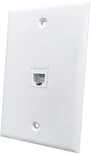 BOPLAT 1 Port Phone Jack Wall Plate Female to Female - CAT3 RJ11 Telephone Jack Cover Plate for Landline/Phone Cable - White