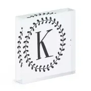 Letter K Floral Wreath Alphabet Acrylic Photo Block Frame Flowers