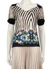 Zebra Printed V-Neck Top
