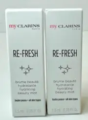 2xMy Clarins Re-Fresh Hydrating Beauty Mist, 0.05 fl oz/1.5 ml, Travel Size Mini