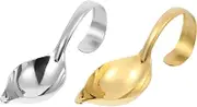 OKUMEYR Set of 2 Steak Sauce Spoons Curved Handle Seasoning Scoop Stainless Steel for Restaurants