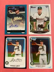 Sonny Gray 2011 2012 Bowman Chrome Rookie RC Auto Autograph /500 4x Card Lot