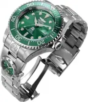 Invicta Pro Diver Men's Green Dial DUAL TIME Quartz Automatic Steel Watch