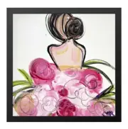 CORBELLIC EXPRESSIONISM 12X12 ROSE WOMAN HANDMADE SIGNED COLORFUL ART PAINTING