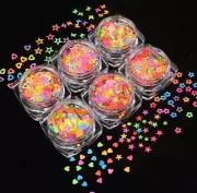 6 Set of Neon Shape Glitter Confetti Pieces, Glitter Sets