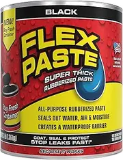 Flex Paste, Waterproof Paintable Putty, Spackle Sealant, Fill Gaps Cracks Holes - Block Out Water and Air - UV Resistant - Walls, Drywall, EPDM, Concrete, Roof, RV Repairs, Black, 1.36kg