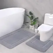 Bathroom Rug Set Light Grey, Soft Bath Rug Set 2 Piece, Toilet Mat U-Shaped 2...