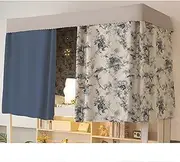 HYJHHY Double Printed Loft Bed Curtains Thickened Dormitory Children's Beds Bunk Bed Curtains Blackout Privacy Top Bunk Bed Canopy Dustproof(Curtain*2,1.15M_Blue)