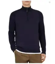 Ted Baker Men's SURTON Navy Wool Blend 1/4 Zip Sweater 7 3XL $189 NEW