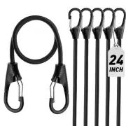 5-Piece Heavy Duty Bungee Cords with Hooks, 24 Inch Premium Elastic Rope for ...