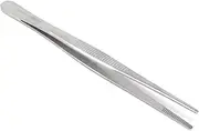 Professional Culinary Stainless Steel Precision Tongs with Serrated Tips, Plating/Food Presentation Detailing Serving Tongs, Chef's Kitchen Tweezer Tongs - Ultra Non-Slip Grip (8 Inch)