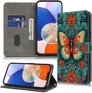 [TUOLISG] Mobile Phone Case for Samsung Galaxy A70 / A70S Case Premium Leather Folding Flip Case Magnetic Card Slot Stand Function Protective Case for Samsung Galaxy A70 Flower Butterfly