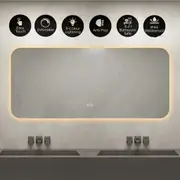 1.8mx0.8m Frameless LED Mirror Anti-fog Bathroom Mirrors Makeup Light Wall Mounted Mirrors