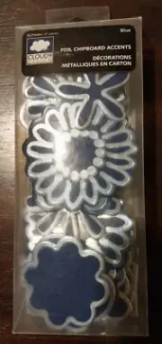 Blue Foil Chipboard Flower Embellishments for Scrapbooking