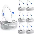 6 Pack 4 Inch Ultra-Thin LED Recessed Ceiling Light with Junction Box, 5000K Day